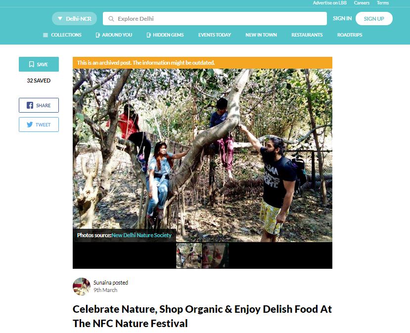 let's celebrate nature with new delhi nature society ngo. Shop organic & enjoy delish food at NCF Nature festival