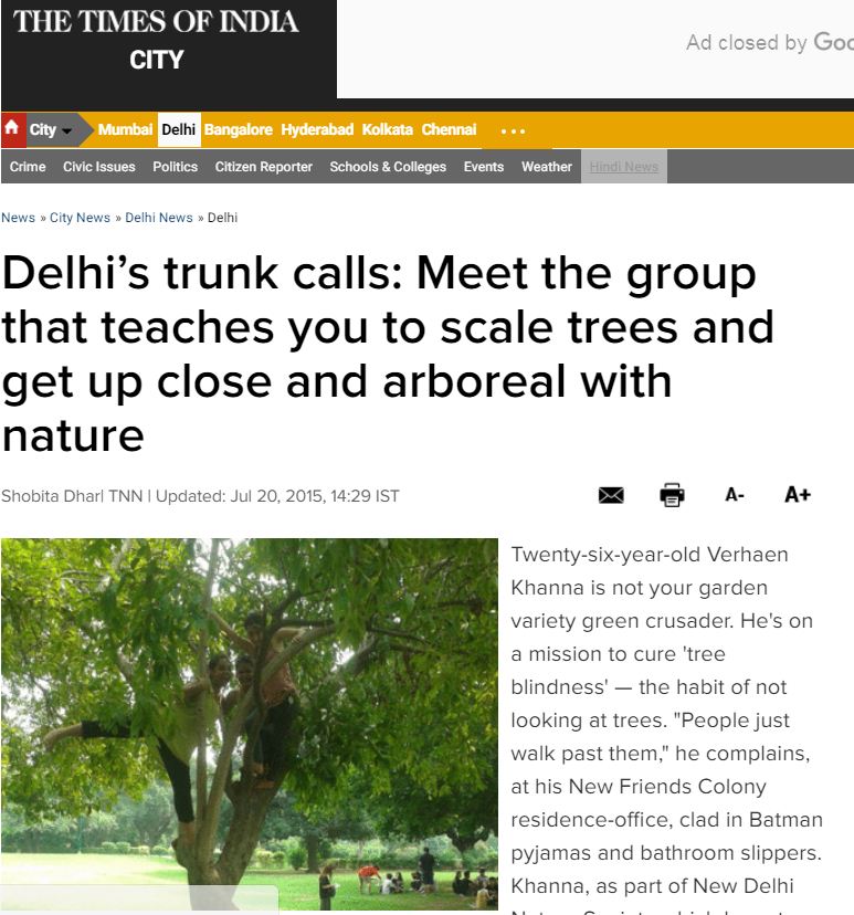 Delhi's trunk calls, Join NDNS NGO and learn to scale trees and save environment