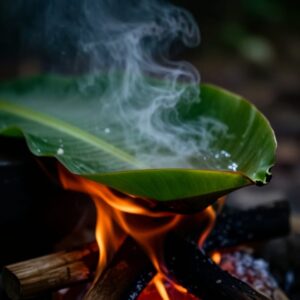 Boiling water on a leaf